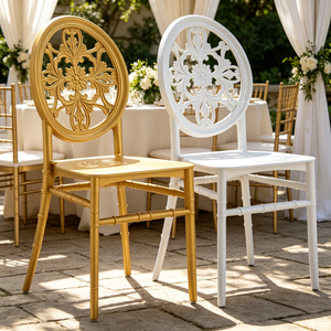 Wholesale New Design Monoblock Stacking Gold <b>Plastic</b> Resin Fancy Wedding <b>Chairs</b> Gold <b>Plastic</b> Chiavari Tiffanie <b>Chair</b> for Wedding - Product Image 1