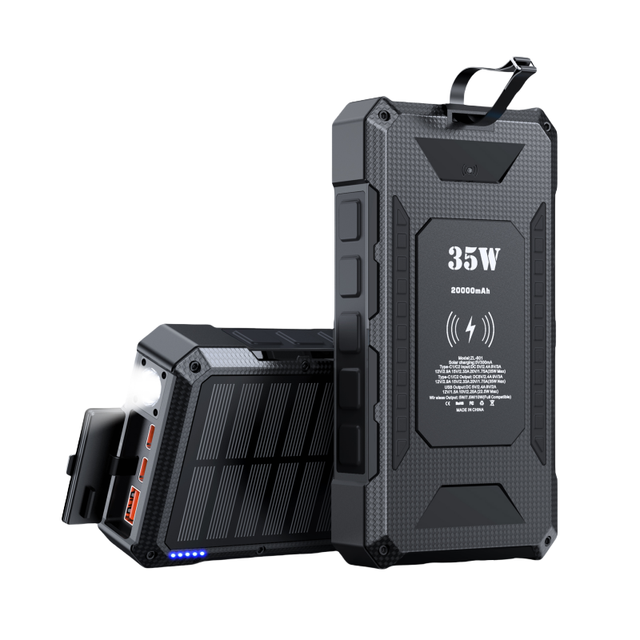Outdoor Portable IPX7 Waterproof Quick Charge Wireless Power Bank QC 3.0 PD22.5W Fast Charging Solar Charger for Phones