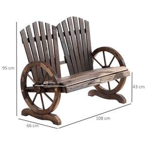 Outsunny Country Style Banco de jardín de madera con reposabrazos de ruedas, 108x66x95cm, Color Madera - Product Image 3