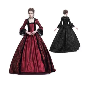 New Women Medieval dress Costume Renaissance Gown Gothic Cosplay Black Long Dress Women Retro Steampunk Fancy Clothes Halloween