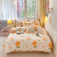 Parure de lit respirante à imprimé floral éclatant 100 % coton - Choisissez drap plat ou drap-housse
