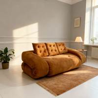 Europäisches Modernes Zweisitzer-Schlafsofa aus Vakuumstoff, Quadratische Form, Platzsparend, Modular für Apartments