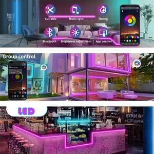 100ft <span class=keywords><strong>RGB</strong></span> LED Strip Lights thông minh cho Bluetooth điều khiển âm nhạc Sync từ xa cho phòng ngủ trang trí nội thất linh hoạt chiếu sáng nhà - Product Image 2