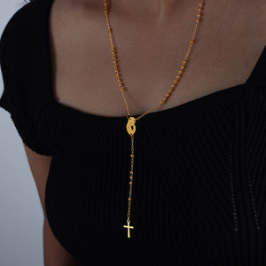 Rosario Religioso <span class=keywords><strong>de</strong></span> Acero Inoxidable Antideslustre, Artículos Religiosos Católicos, Collar con Colgante <span class=keywords><strong>de</strong></span> Cruz <span class=keywords><strong>para</strong></span> <span class=keywords><strong>Hombre</strong></span> - Product Image 1