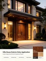 Porte d'entrée principale en bois massif sculpté en relief 3D, sculptée à la main par CNC, pour villa, avec verre intégré