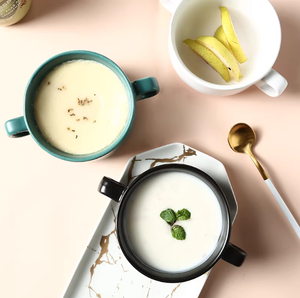 Bols à <span class=keywords><strong>soupe</strong></span> de nouilles aux oignons français en céramique, design nordique personnalisé, écologiques, avec double poignée, pour desserts - Product Image 1