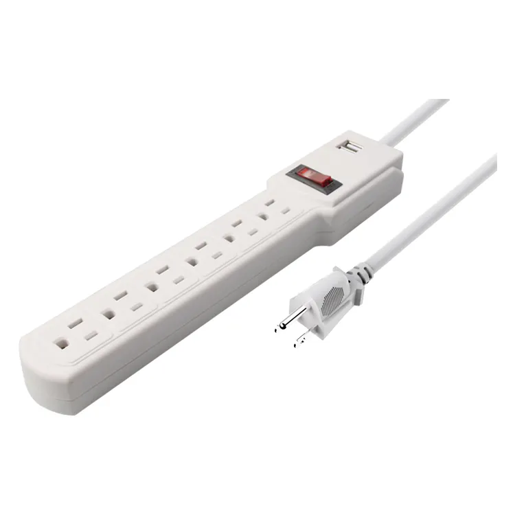 Chất lượng cao Power Strip 6-way Power Strip mở rộng dây với 1 USB + C CCA 18AWG