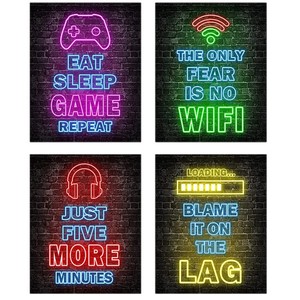 Mural de pared estilo cyberpunk, lienzo impreso con letras y números abstractos, decoración del hogar, pintura al óleo rectangular, dormitorio, sala de deportes electrónicos - Product Image 4