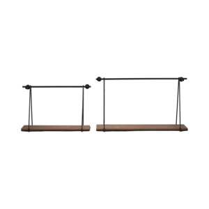 Mensola Minimalista da Parete in Metallo e Legno, Stile Moderno Sospeso per Arredamento Casa e Ufficio - Product Image 1