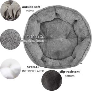 Petit lit pour chien, lits pour chats d'intérieur, très doux, lavable en machine, avec fond antidérapant et résistant à l'eau en Oxford, gris - Product Image 3