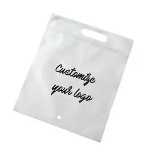 Tas Plastik Poli Logo Kustom Tas Pakaian Kemasan Ritsleting Buram dengan Pegangan