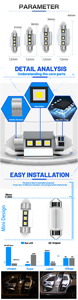 Luz Interior LED Festoon S2 <span class=keywords><strong>F1</strong></span> 3SMD 3838 Chips, Fácil Instalación, Canbus Fuerte, Sin Errores, Sin Parpadeo, Sin Hiperflash para Automóvil - Product Image 3