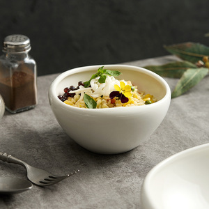 White Ceramic Tableware Restaurants Large Size Deep Porcelain <b>Soup</b> Salad Bowls Personable Dishes Plates Commercial Use - Product Image 3