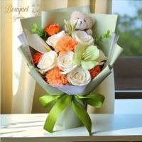 Bouquet de fleurs artificielles en savon en gros, fait main, avec tulipes et œillets en relief, coffret cadeau pour la Fête des Mères, la Saint-Valentin, la remise des diplômes