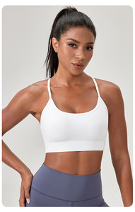Soutien-gorge de sport pour femme, col carré, dos en T réglable, bretelles fines, coussinets amovibles, crop top de yoga, soutien léger, pour la gym et l'entraînement, vente en gros - Product Image 2