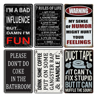Plaque en métal sarcasm rétro « 7 règles de vie » – Décoration murale pour la maison, le bar, la « man cave », la chambre, le bureau – Idéal pour les amateurs d'humour