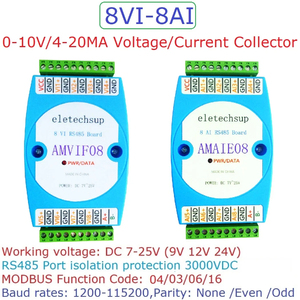 AMAIE08 <b>DC</b> <b>12V</b>-24V RS485 Current Voltage ADC Collector Module 8AI 8VI 4-20MA 0-20MA 0-10V to MODBUS RTU Board B458 - Product Image 2