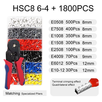 Poignée bleue rouge Terminal tubulaire européen HSC8 6-4A + 1250 pièces pince à sertir isolation pince à sertir ensemble d'outils manuels