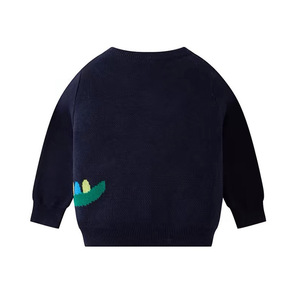 เสื้อสเวตเตอร์ถักลายไดโนเสาร์สำหรับเด็ก สีกรมท่า ผ้าฝ้าย ฤดูใบไม้ร่วง ฤดูหนาว เสื้อพูลโอเวอร์เด็กผู้ชาย ลายการ์ตูน - Product Image 2