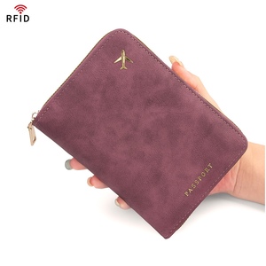 Portefeuille de passeport à fermeture éclair en gros, porte-passeport en cuir PU multicolore avec fente pour carte SIM et carte mémoire pour les voyages - Product Image 3