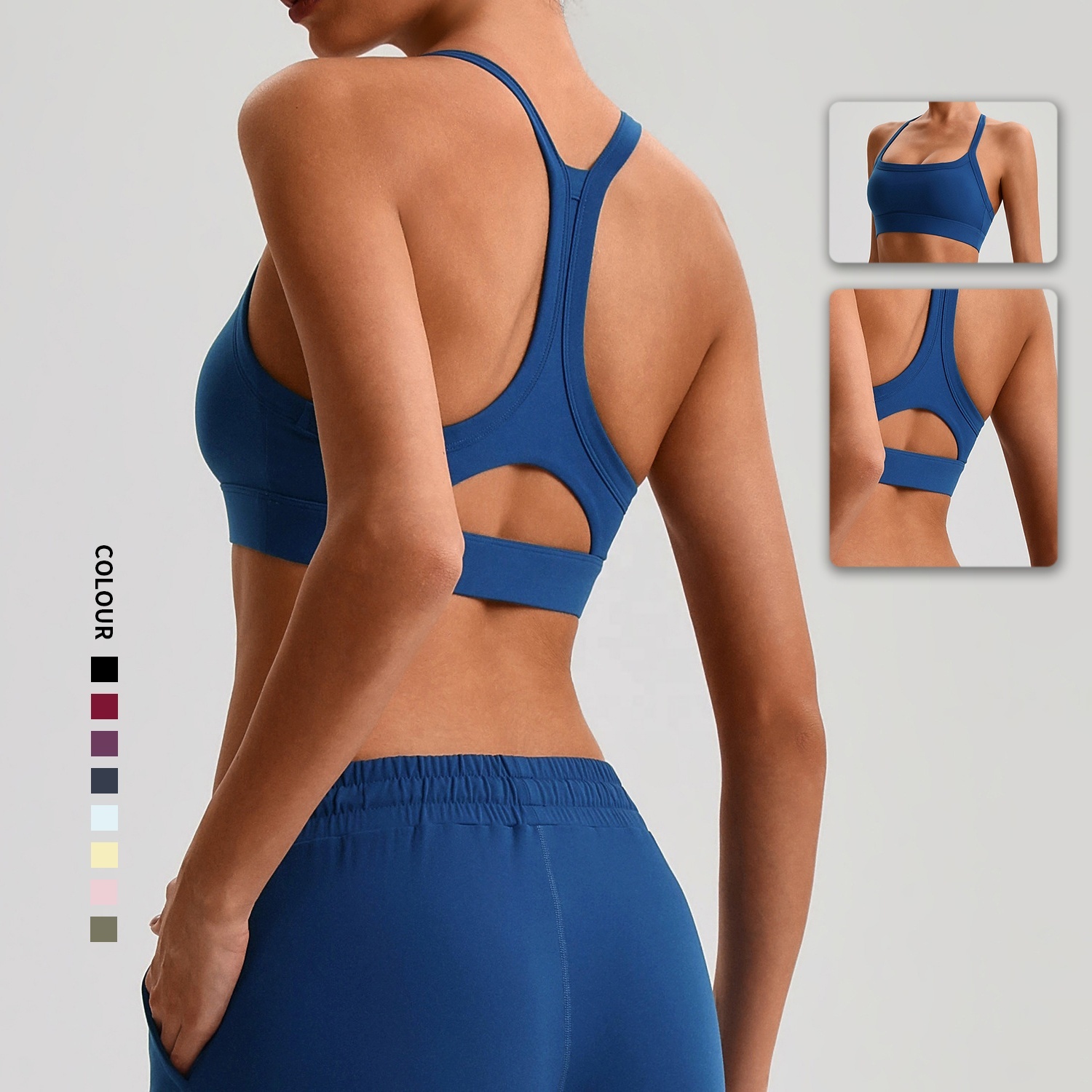 SHINBENE Hi Could Padded Women's Gym Workout Bras Plain Back Cutout Yoga Sports Bras