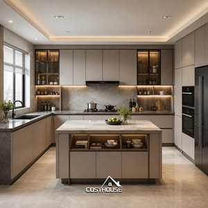 Set Completo di Mobili da <span class=keywords><strong>Cucina</strong></span> Moderni con Armadietti Bassi e Alti per la Casa - Product Image 1
