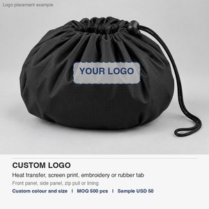 Makeup <b>Bag</b> Drawstring Flat Lay Cosmetic Pouch Opens into 50cm Mat Ripstop Nylon Travel Custom Logo - Product Image 4