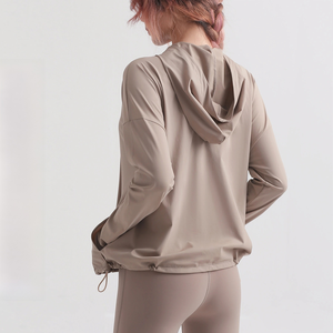 Chaqueta de fitness suave y transpirable sin planchado Sudadera con capucha de secado rápido con cremallera para Top de yoga informal y para correr - Product Image 5