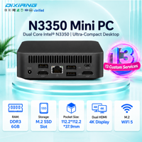 N3350 Mini PC Intel UHD Graphics, DDR3 6GB RAM Windows 11 Pro, WIFI5, USB3.1 Type-C, M.2 NGFF SATA+PCIE Komersial Mini PC