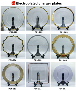 Platos de vidrio con efecto espejo LEDA, ecológicos, para bodas, eventos y fiestas, platos transparentes para la cena con borde plateado - Product Image 6