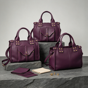 Purple Faux Leather <b>Women</b> Top Handle Handbag Rivet Decor Shoulder Crossbody <b>Bag</b> <b>For</b> Daily <b>Work</b> Shopping - Product Image 4
