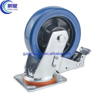 Pengxing – roulettes en caoutchouc élastique, Standard industriel, bleu, robuste, pour camion à main, roulettes avec roulettes de frein