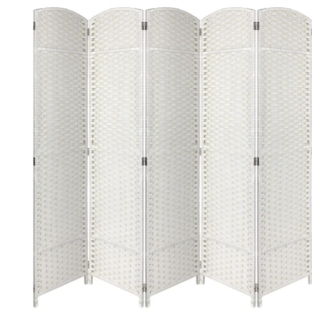 White Room Divider Privacy Screen, 6-foot Wide Folding Panel Partition, Double Hinged Room Divider and Folding Privacy Screen