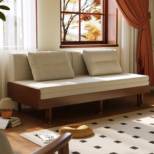 سرير متعدد الوظائف ومزدوج الغرض، أريكة قابلة للطي من الخشب الصلب للشقق الصغيرة، قابلة للمد للاسترخاء والنوم والجلوس - Product Image 3