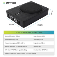 Subwoofer para Auto Bajo Asiento de 10 Pulgadas, Amplificador Integrado, Subwoofer Delgado de Gran Potencia, Subwoofer Activo para Camioneta