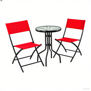 Phong Cách Hiện Đại 3Pcs Gấp Kim Loại Bàn Cà Phê Ghế Đặt Cho Ngoài Trời Vườn <span class=keywords><strong>Patio</strong></span> Ăn Bistro Phòng Khách Sạn Sân Phòng Tập thể dục Khách Sạn - Product Image 3