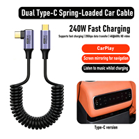 Câble USB-C à angle droit 240W 1M pour accessoires mobiles, 20 Gbit/s, 4K, rétractable à ressort, en cuivre pur et TPU, pour ordinateur, voiture et bureau