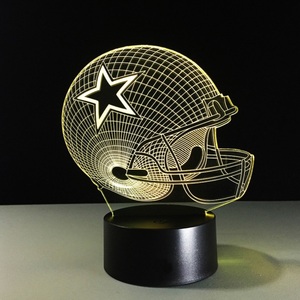 Lampe de nuit LED 3D Casque Dallas Cowboys, blanc chaud, à commande tactile, intensité réglable, en acrylique, branchement USB, taille moyenne, pour chambre contemporaine - Product Image 2