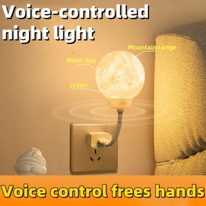 Lampe de chevet USB <span class=keywords><strong>à</strong></span> capteur sonore, <span class=keywords><strong>veilleuse</strong></span> <span class=keywords><strong>à</strong></span> lumière lunaire, petite lampe de nuit <span class=keywords><strong>à</strong></span> <span class=keywords><strong>brancher</strong></span> pour chambre <span class=keywords><strong>à</strong></span> coucher - Product Image 1