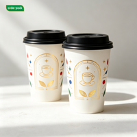 Couvre-gobelet à café en papier kraft blanc à paroi simple, jetable, imperméable, de qualité alimentaire, 500 ml, écologique, compostable, personnalisable
