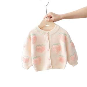 2026 New Children's Cartoon Pattern Wool/Nylon Baby Girl Princess Thin Style Over <b>Cardigan</b> Belt Closure Lovely <b>Peach</b> Decoration - Product Image 2