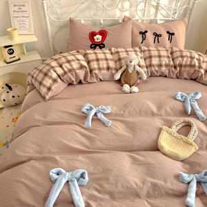 Juego de Ropa de Cama Moderna de Poliéster 300tc, Suave y Cómoda, con Decoraciones de Lazo 3D, para Uso en Todas las Estaciones, Compra al por Mayor - Product Image 1