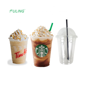 29 years factory custom printing disposable plastics pet biodegradable milkshake smoothie cups with lids