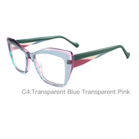 Grand Polygone Acétate Optique Monture Colorée Brillant Large Temples Motif Géométrique Détail Design Lunettes
