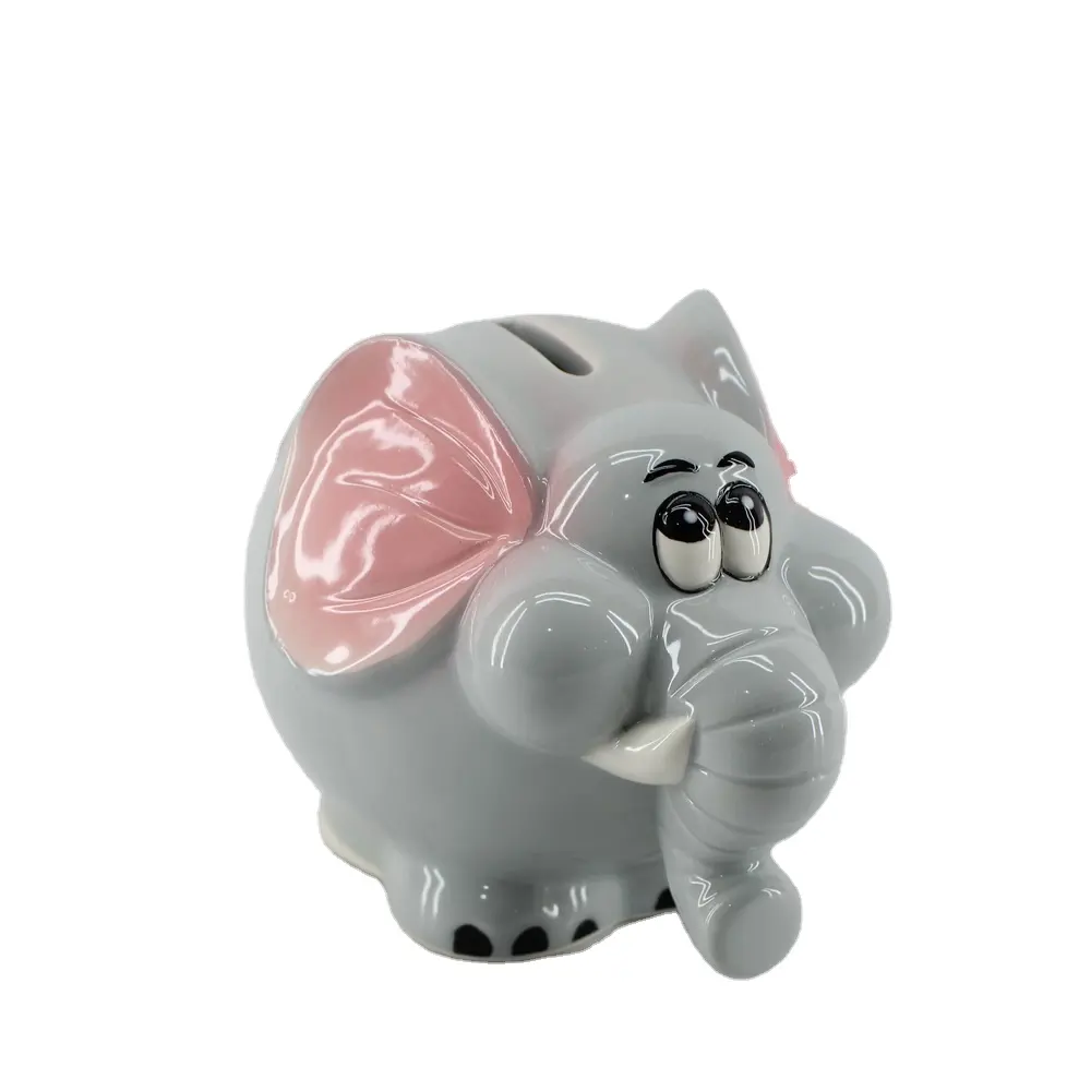 カスタムかわいい象の形をしたセラミック銀行貯金箱キッズマネーコインバンク