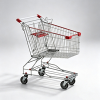Caddie de supermarché en fil métallique avec roues en PU pour l'épicerie et la vente au détail