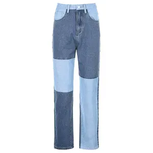 טלאים ישר נשים רחבים ג 'ינס בציר גבוה מותניים החברים אמא y2k במצוקה ינס Streetwear 2021 נקבה 90S מכנסיים