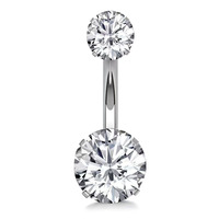 Anneau de nombril en titane ASTM F136 G23 avec double zircone cubique et double filetage interne, 5/8 mm, bijou de piercing pour nombril