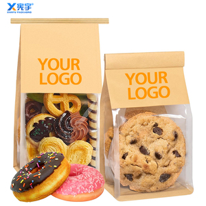 Sac en papier kraft personnalisé avec logo, résistant à l'huile, pour <span class=keywords><strong>boulangerie</strong></span>, <span class=keywords><strong>pain</strong></span>, qualité alimentaire, fond plat, avec fermeture à boucle métallique pour beignets et biscuits sucrés - Product Image 3
