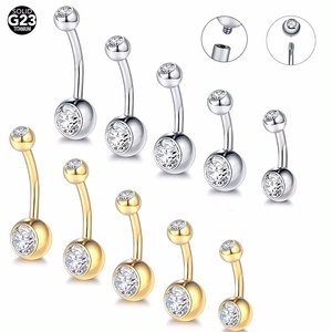 G23 anelli per ombelico in titanio Anelli per ombelico con bilanciere di cristallo gioielli per <span class=keywords><strong>Piercing</strong></span> alla <span class=keywords><strong>pancia</strong></span> per donne Sexy <span class=keywords><strong>Piercing</strong></span> all'ombelico 14G - Product Image 1